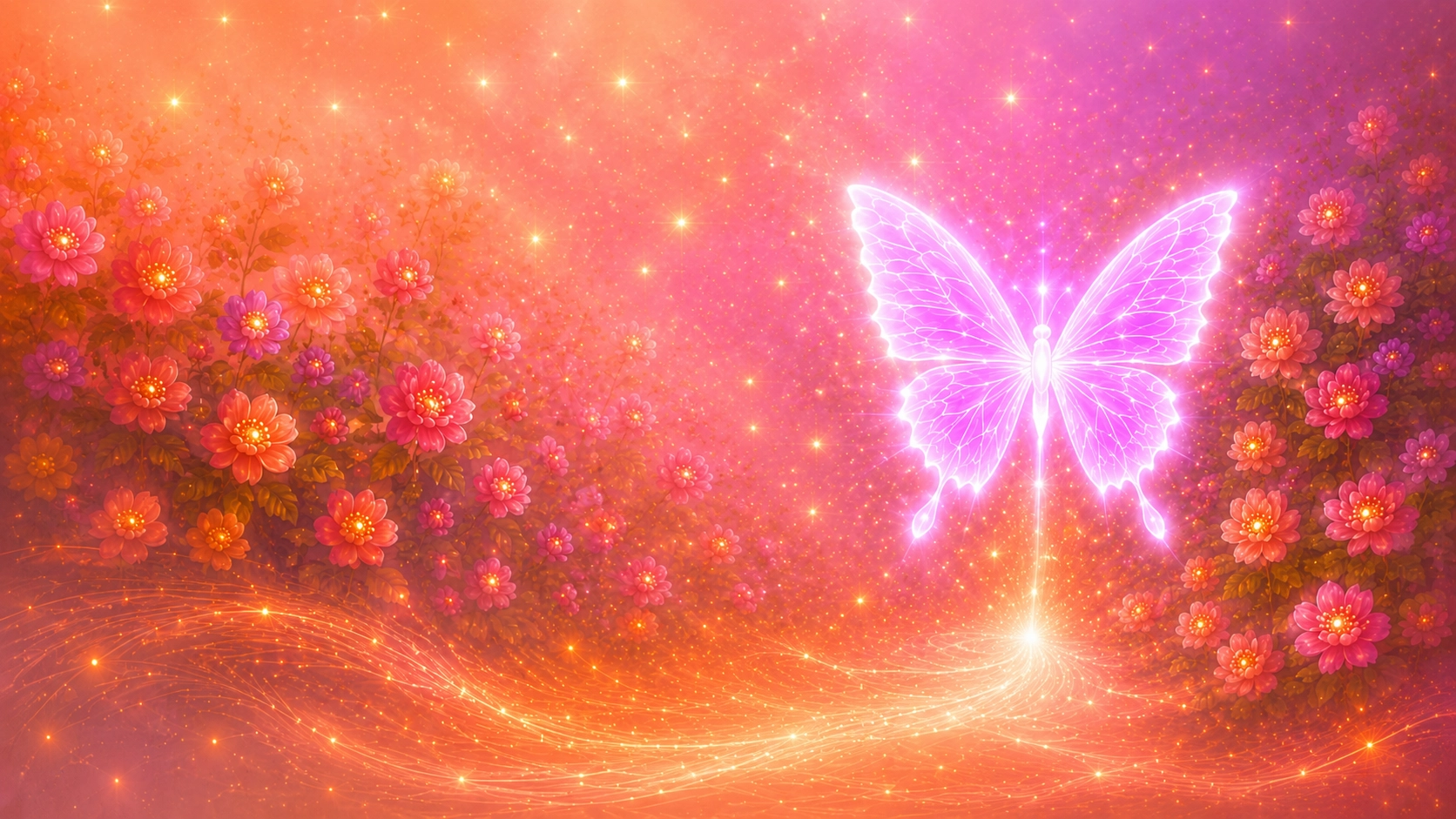 Papillon de lumière rose et or — transformation et transmutation karmique