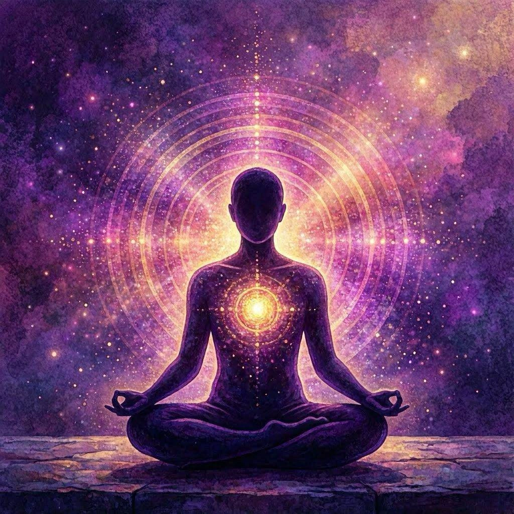 Illustration symbolique de l'initiation à la Flamme Violette